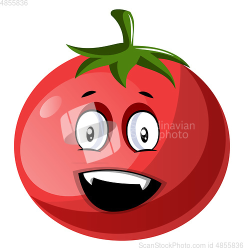 Image of Red tomato that looks very happy illustration vector on white ba