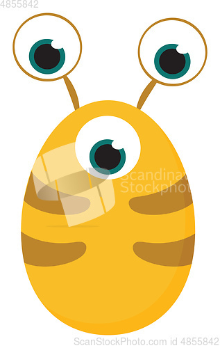 Image of Clipart of yellow-colored monster with three bulging eyes vector