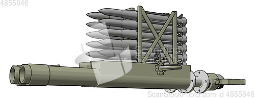 Image of 3D vector illustration on white background of a military missile