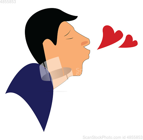 Image of A man blowing kiss to his lovable person vector color drawing or