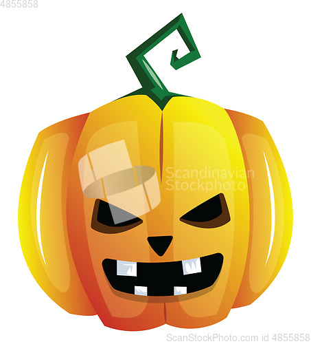 Image of Evil smilling yellow cartoon pumpkin vector illustration on whit