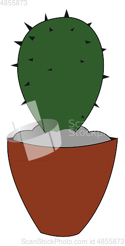 Image of Cartoon small cactus plant on an earthen pot vector or color ill