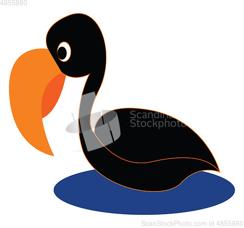 Image of Cartoon black bird vector or color illustration