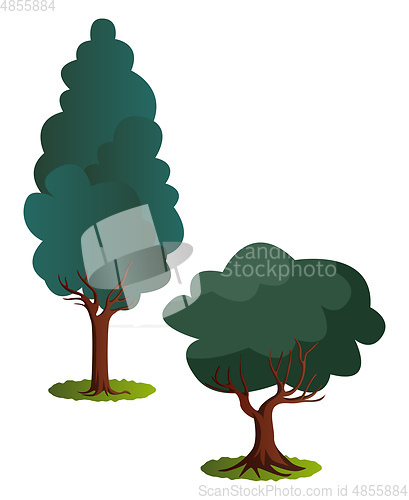 Image of Couple of green trees vector illustration on white background