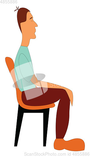 Image of A boy relaxing in his chair with eyes closed vector or color ill