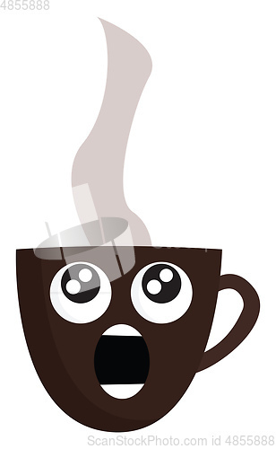 Image of Emoji of an astonishing hot steaming coffee cup vector or color 