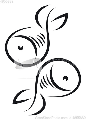 Image of Simple black and white tattoo sketch of pisces horoscope sign ve