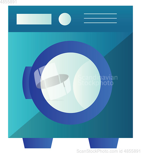 Image of Minimalistic blue washing machine vector illustration on a white