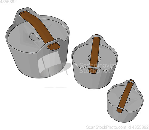 Image of Three plastic containers vector or color illustration