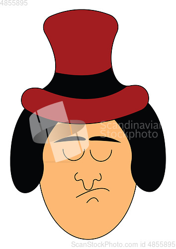 Image of long red hat man vector or color illustration