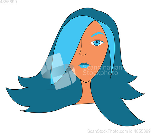 Image of A girl with dark blue hair and blue lips looks beautiful vector 