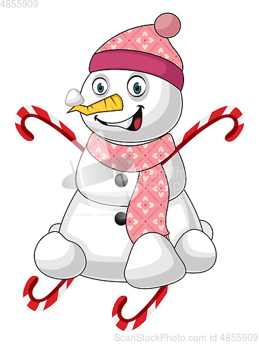 Image of Pink snowman illustration vector on white background