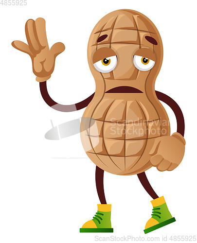 Image of Peanut feeling tired, illustration, vector on white background.