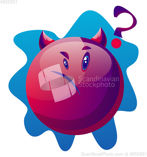 Image of Confused cartoon purple monster vector illustartion on white bac