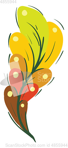 Image of A beautiful bright colorful feather vector or color illustration