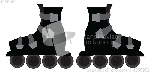 Image of Black roller skates  vector illustration on white background