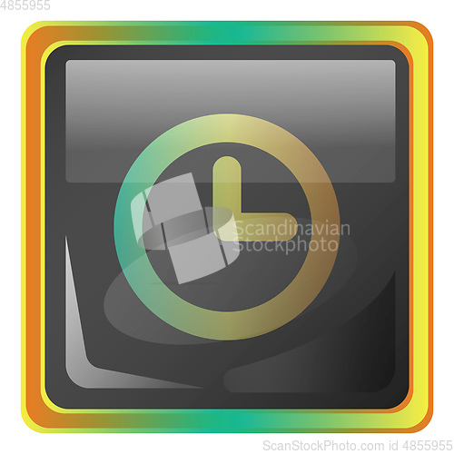 Image of Clock grey square vector icon illustration with yellow and green