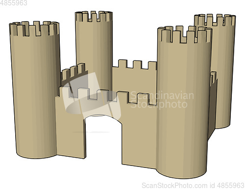 Image of Cute open castle strength and safety vector or color illustratio