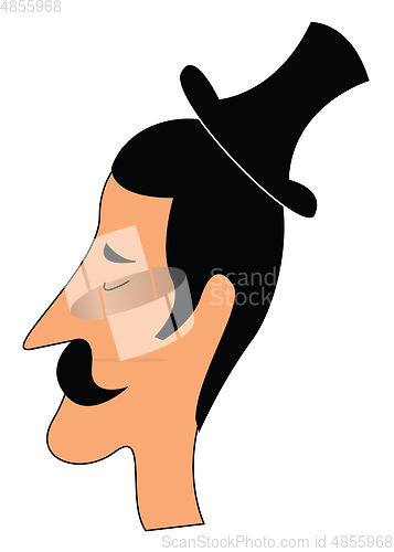 Image of Man in black hat vector or color illustration