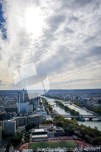 Image of Aerial city view of Paris from Eiffel Tower, France