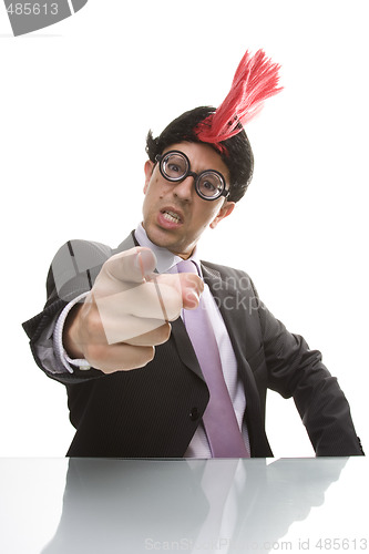 Image of Punk businessman pointing