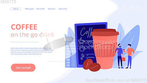 Image of Take away coffee concept landing page.