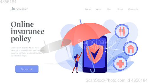 Image of On-demand insurance concept landing page.