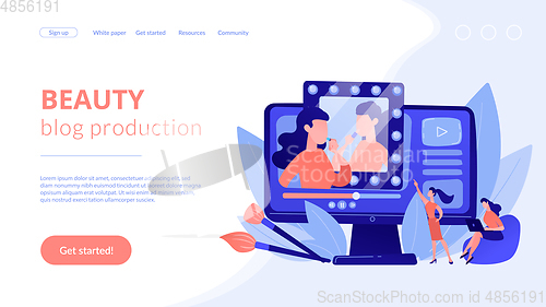 Image of Beauty blogger concept landing page.