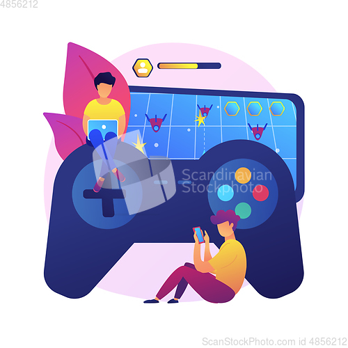 Image of Gaming disorder abstract concept vector illustration.