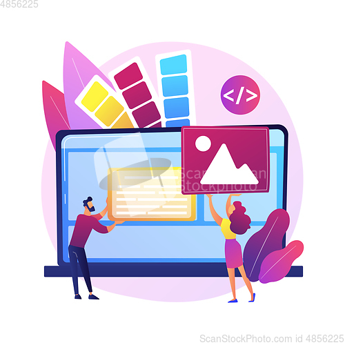 Image of Low code development abstract concept vector illustration.