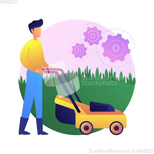 Image of Lawn mowing service abstract concept vector illustration.