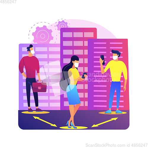 Image of Social distancing abstract concept vector illustration.