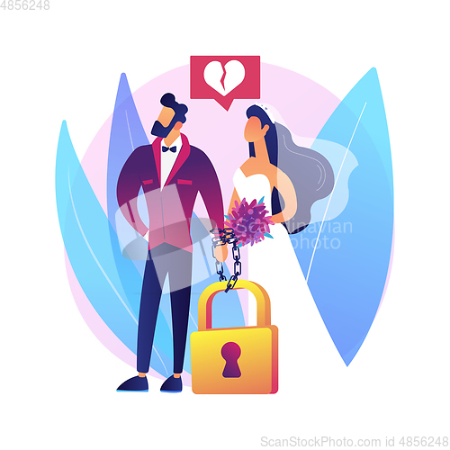 Image of Forced marriage abstract concept vector illustration.