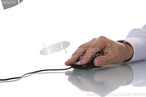 Image of businessman hand using a mouse