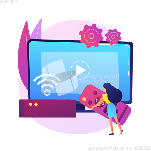 Image of Smart TV box abstract concept vector illustration.