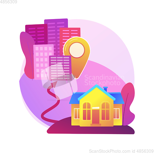 Image of Migration from the countryside to the town abstract concept vector illustration.