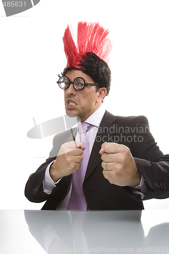 Image of Punk businessman starting a fight