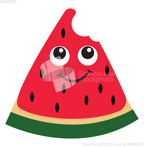 Image of Bitten watermelon vector or color illustration