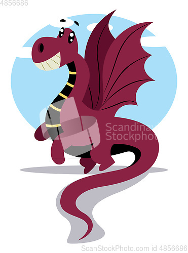 Image of Purple cartoon dragon vector illustartion on white background