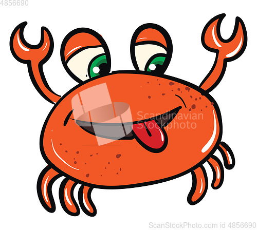 Image of Vector illustration of funny orange smiling crab on white backgr