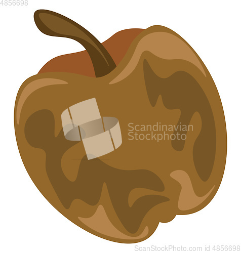 Image of An unpleasant rotten cartoon apple in brown color vector or colo