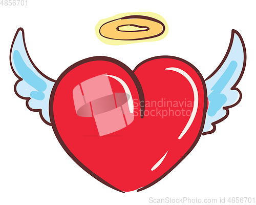 Image of A winged red heart, vector color illustration.