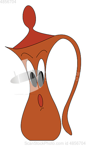 Image of Cartoon of a suprised orange teapot vector illustration on white