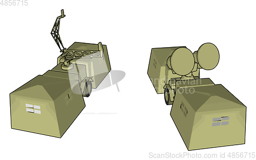 Image of Military vehicle loaded radar vector or color illustration