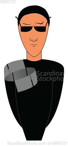 Image of Security guard dressed in black with black sunglasses vector ill