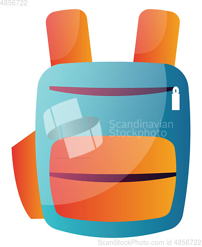 Image of Blue and orange school backpack vector illustration on a white b