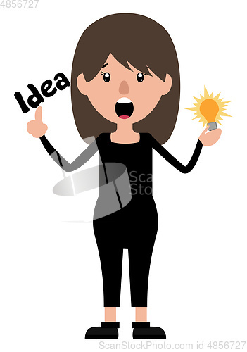 Image of Cartoon woman with an idea illustration vector on white backgrou