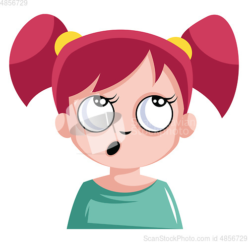 Image of Girl with pigtails is very forgetful illustration vector on whit
