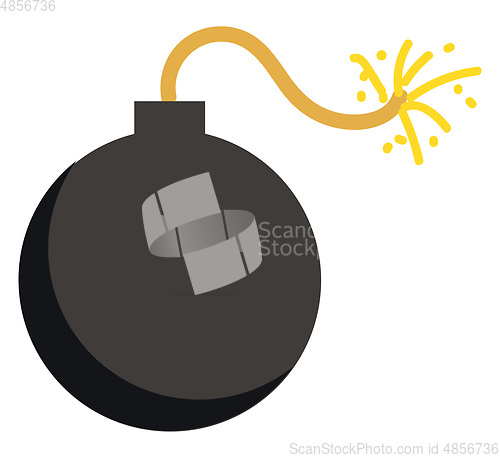 Image of Explosive bomb string on fire vector or color illustration