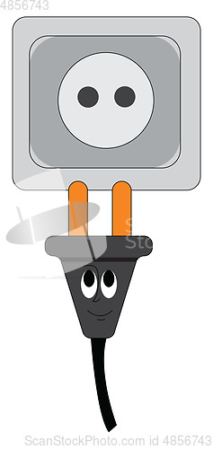 Image of Unpluged plug with a smiling face vector illustration on a white